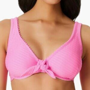 Jessica Simpson Hot Pink Tie-Knot Ribbed Bikini Top